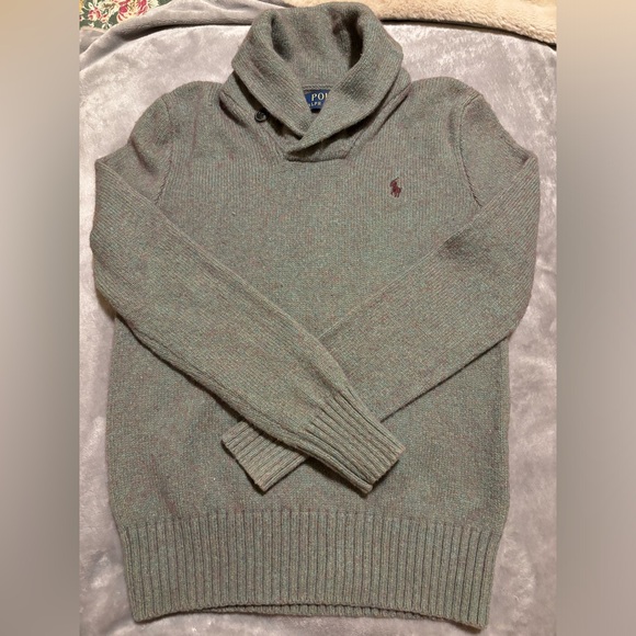Ralph Lauren shawl collar sweater green boys 10 12 - Picture 1 of 5